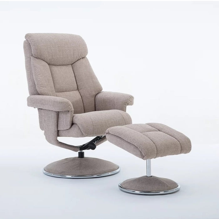 Biarritz Swivel Chair + Stool in Fabric