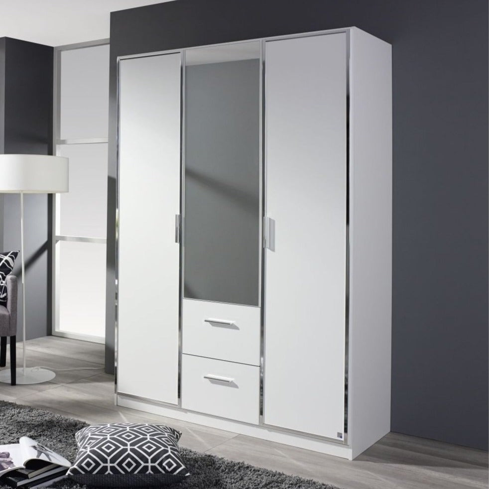 3 door wardrobe with mirror and drawers sale