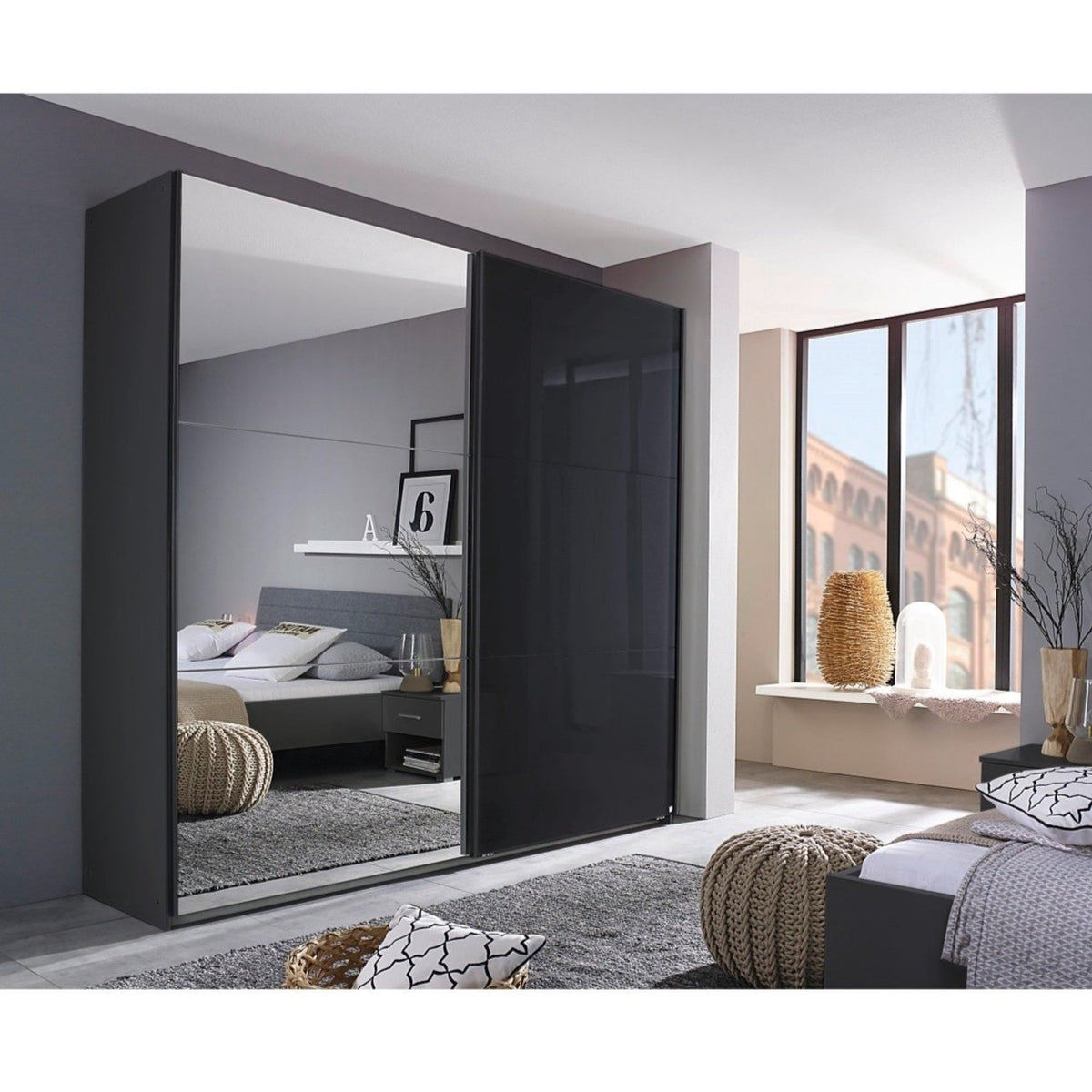Industrial style top sliding wardrobe doors