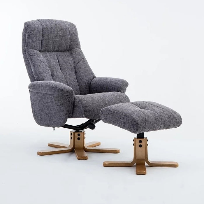 Dubai Swivel Chair + Stool in Fabric