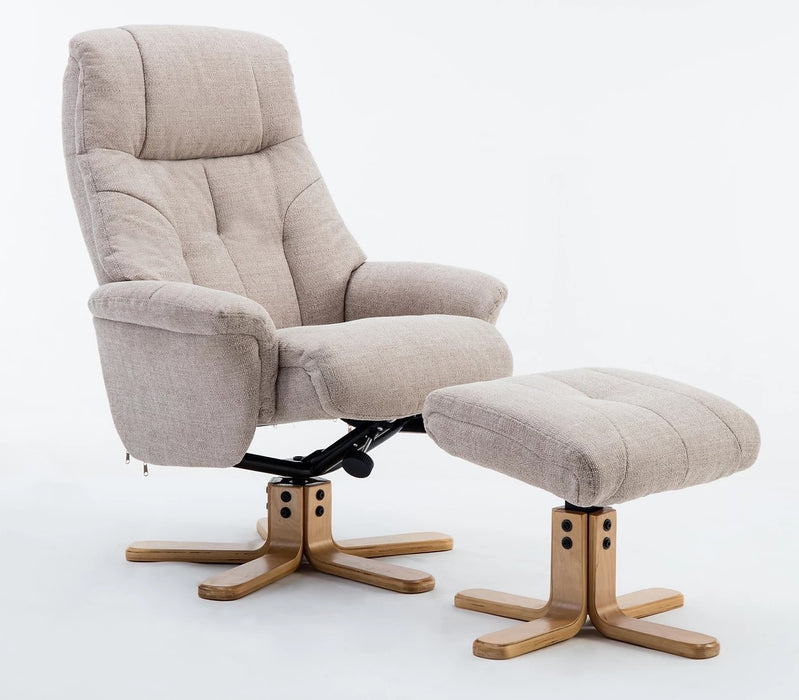 Dubai Swivel Chair + Stool in Fabric